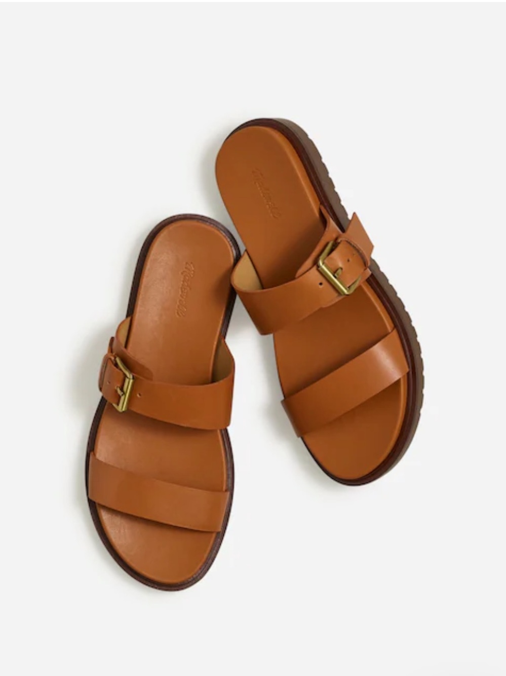 Madewell The Dee Double-Strap Slide Leather Sandal